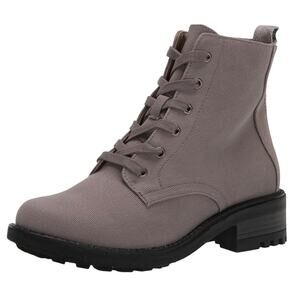 Life Stride Kunis Combat Boots 10 Gray NWOT Ankle Booties Moto Lace Up Lug 90s